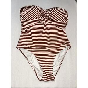 Women’s Swimsuit One-Piece Kona Sol Red White Stripe Size‎ M Medium 8-10